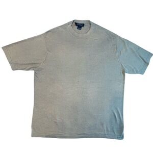 Vintage ZIMNI Silk Knit Sweater Men's L Tan Beige Minimalist 90s Crewneck